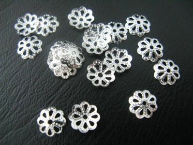 Обіймачі для намистин металеві сріблясті у формі квітки 8мм, 40шт/уп CM-01-03 фото