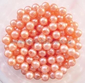 Намистини пластикові 6мм, імітація перлів, абрикосові (ок.50шт/уп) БП-06-03 фото