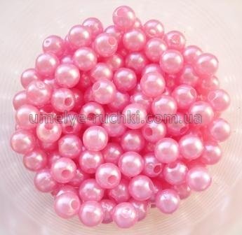 Намистини пластикові 6мм, імітація перлів, рожеві (бл.50шт/уп) БП-06-04 фото