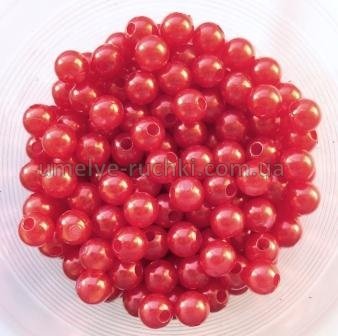 Намистини пластикові 6мм, імітація перлів, червоні (ок.50шт/уп) БП-06-05 фото