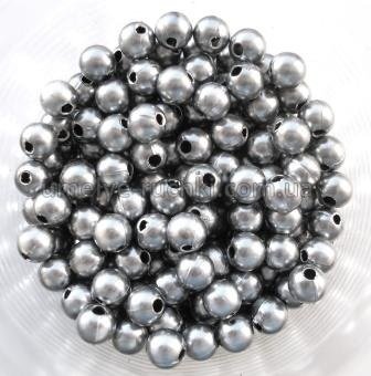 Намистини пластикові 6мм, імітація перлів, сірі (ок.50шт./уп) БП-06-08 фото