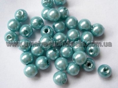 Намистини пластикові 6мм, імітація перлів, блакитна сталь (ок.50шт/уп) БП-06-13 фото