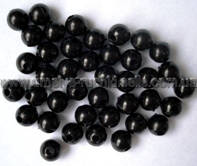 Намистини пластикові 6мм, імітація перлів, чорні (ок.44шт/уп) БП-06-16 фото