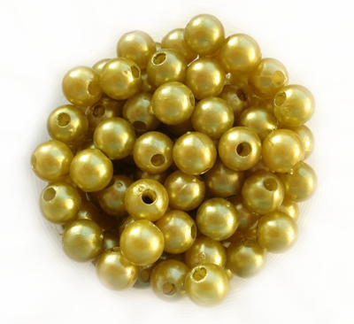 Намистини пластикові 8мм, імітація перлів, золотисто-оливкові, бл. 40шт/уп БП-08-04 фото