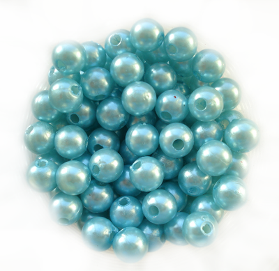 Намистини пластикові 8мм, імітація перлів, блакитні, бл. 40шт/уп БП-08-10 фото