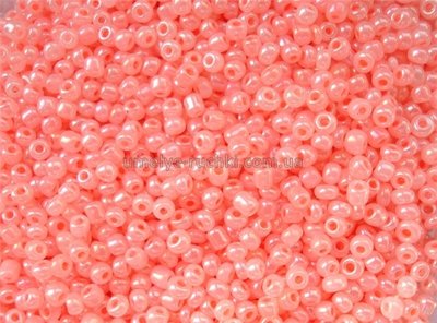 Бісер китайський середній непрозорий перлинний персиково-рожевий 2,5-3мм (код 2PP07) 25г 2PP07 фото