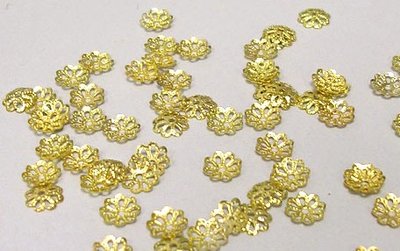 Обіймачі для намистин металеві золотисті у формі квітки 8мм, 40шт/уп CM-01-02 фото