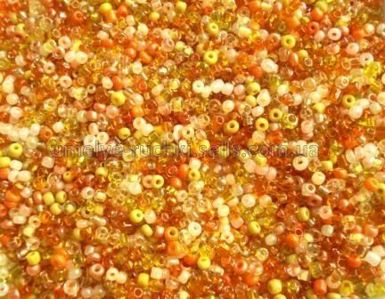 Бісер китайський дрібний мікс жовто-помаранчевий 1,5-2мм (код 3NM07) 25г 3NM07 фото