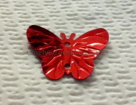 Пайетки бабочки 22х17мм красные с блеском, 20шт/уп П-МТ-03 фото