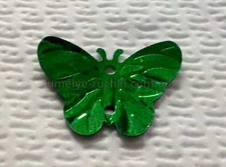 Пайетки бабочки 22х17мм зелёные с блеском, 20шт/уп П-МТ-04 фото
