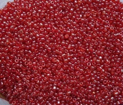 Бисер китайский мелкий прозрачный глянцевый красный коралловый 1,6-2мм (код 3TR06) 25г 3TR06 фото