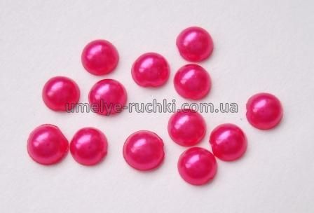 Кабошоны акриловые жемчужные полубусины ярко-розовые 4мм - около 60шт. (код К-05-03) К-05-03 фото