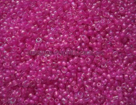 Бисер китайский мелкий пурпурно-розовый прозрачный радужный с внутренней окраской 1,6-2мм (код 3RP46) 25г/уп 3RP46 фото